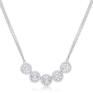 ShineHigh 5 Carat Rhodium-Plated Necklace with Five Round Cubic Zirconia Circles – Elegant Prong-Set Statement Jewelry for Special Occasions - 1 of 1
