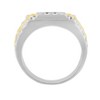 Men's 10K Yellow Gold Plated Silver Diamond Accent 3 Stone Ridged Band Ring - 2 of 4