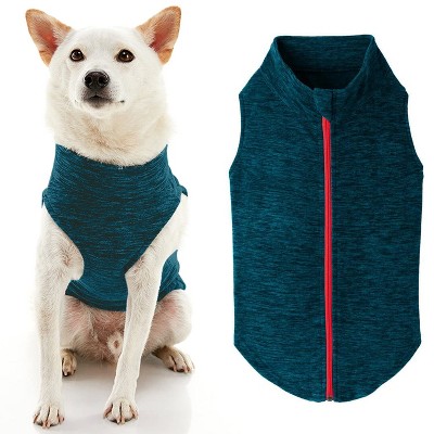 Gooby Zip Up Fleece Vest, Fleece Jacket Sweater with Zipper Closure and Leash Ring, Turquoise Wash, 3X