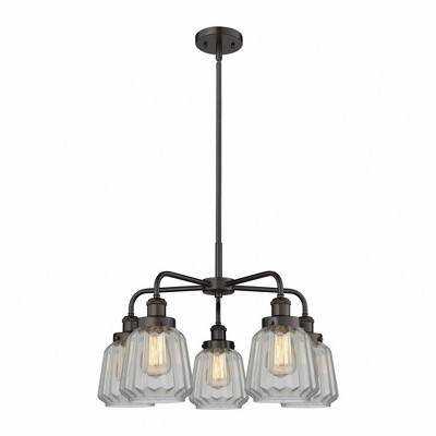 Chatham - 5 Light Stem Hung Chandelier In Art Deco Style-13.5 Inches Tall and 24.5 Inches Wide