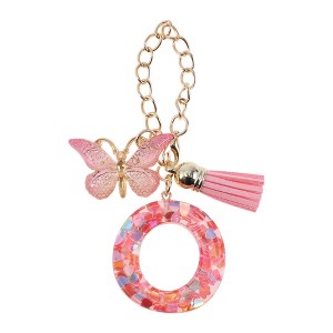 Unique Bargains Heart Sequin Letter O Butterfly Tassel Water Cup Pendant Pink 1 Pc - 1 of 4