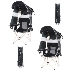 Folding Camping Chair with Detachable Canopy, Cup Holder & Side Pocket, Portable Shade Chair for Sports, Beach & Camping - 1 of 4