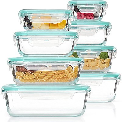 8 Pack Glass Food Storage Containers with Airtight Lids, Lunch Office Meal for Microwave, Oven, Freezer and Dishwasher, BPA Free