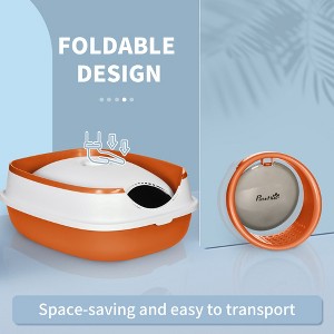 MaseiKar Cat Litter Box with Lid, Covered Litter Box w/ High Sides, Large Two-Way Entrance Kitty Litter Box, Foldable, Easy Clean, Orange, and Black - 1 of 4