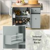 Mobile Kitchen Island with Fold-Down Leaf, Built-In Storage Shelf, Three-Level Sliding Cabinet Organizer, and Spice Storage Rack - 4 of 4