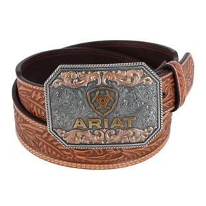 Ariat Men's Embossed Western Belt with Medallion Buckle - 1 of 2