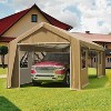 PE+ Steel Frame Carport Canopy, 10x20/12x20/13x20 FT Portable Garage with 4 Doors & 4 Windows, Waterproof Shelter in Gray/Khaki/White/Green - 2 of 4