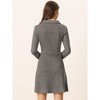 INSPIRE CHIC Women's Regular Fit Faux Suede Lapel Neck Long Sleeve Elegant A-Line Mini Dress - 4 of 4