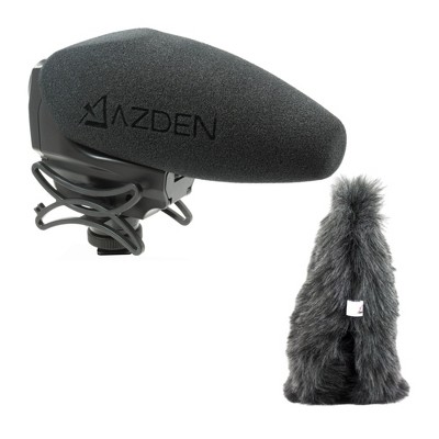 Azden Stereo Mono Switchable Video Microphone and Furry Windshield Cover Bundle