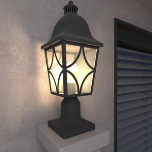 Maggift Outdoor Wall Lights Lamp Post Light Fixture, Waterproof Aluminum Housing with Glass, Black, 7.50"*7.50"*20.20" - 1 of 4