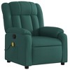 vidaXL Massage Recliner Chair Wingback Reclining Armchair for Elderly Fabric - Dark Green Manual Push Back - 3 of 4