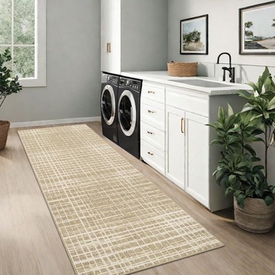 Plaid Machine Washable Rug with Rubber Backing Modern Non-Slip Carpet for Living Room, Bedroom, Dining Room, Office, Playroom, Nursery