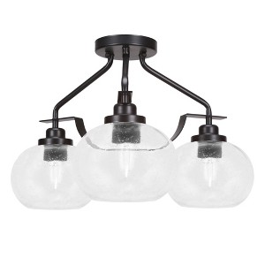 Toltec Lighting Odyssey 3 - Light Flush Mount in  Matte Black with 7" Clear Bubble Shade - 1 of 1
