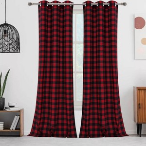 Plaid Printed Curtain - Decorative Window Drapes for Living Room, Bedroom & Kitchen. Lightweight, Easy to Hang & Adds Timeless Style to Any Space - 1 of 4