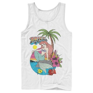 Men's The Little Mermaid Aloha Ariel  Tank Top - White - Large - 1 of 4