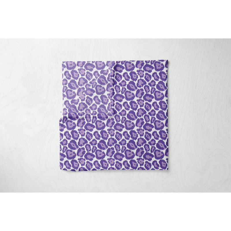 Bacati - Ikat Leopard Print Purple Gray Muslin 4 pc Crib Set with 2 Muslin Swaddle Blankets, 5 of 7