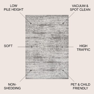 Mediterranean Filigree Medallion Light Gray/Cream Synthetic Area Rug