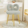Vanity Chair with Back, Makeup Chair, Swivel Design,No Wheels,Small Upholstered Vanity Chair for Girls with Cute Bow Backrestst for Bedroom - 3 of 4