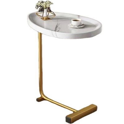 Lirago 2-Piece White C-Shaped Side Tables-Compact Metal End Tables for Sofa & Bed 17.72"W * 11.8"L * 23.62"H