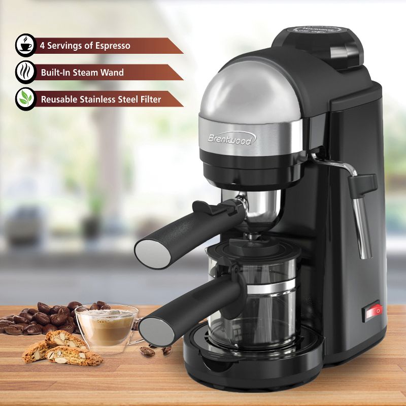 Brentwood 20-Ounce 800-Watt Espresso and Cappuccino Maker, 3 of 10