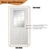 Wooakway 36"W×80"H 9-Lite 2-Panel Exterior Frosted Glass Prehung Front Entry Door Primed Interior Fiberglass Entrance Door - 4 of 4