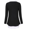 Coolmee Women's Tunics Tops Long Sleeve Contrast Collared Shirts Patchwork Work Blouse - 2 of 4