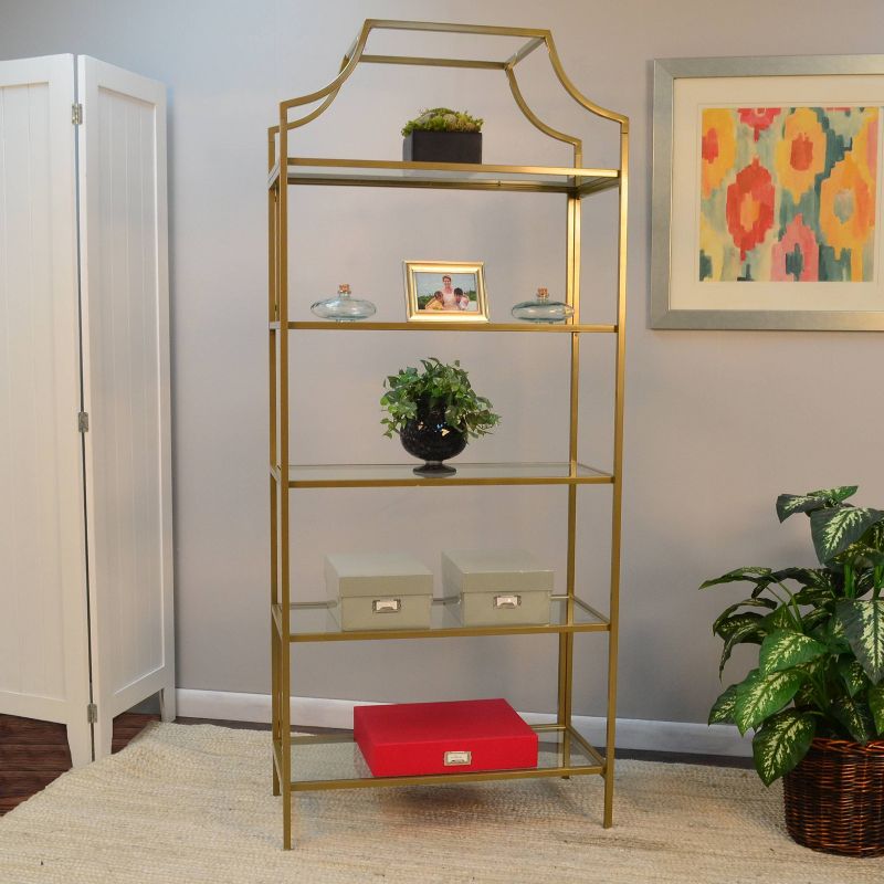 70.625&#34; Palmer 5 Tier Glass Shelf Bookcase Gold - Carolina Chair &#38; Table, 5 of 6