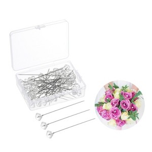 Unique Bargains Stainless Steel Clear Diamond Wedding Corsage Boutonnieres Pins - 1 of 4