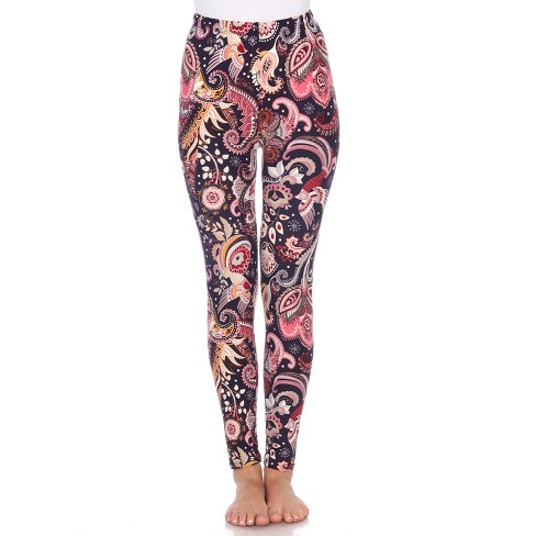 Women's One Size Fits Most Printed Leggings Purple/fuchsia Paisley One ...