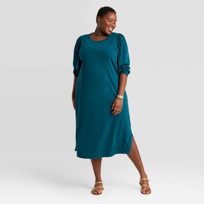 blue long sleeve t shirt dress