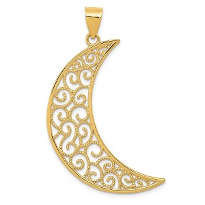 Black Bow Jewelry 14k Yellow Gold Extra Large Filigree Crescent Moon Pendant - 1 of 4