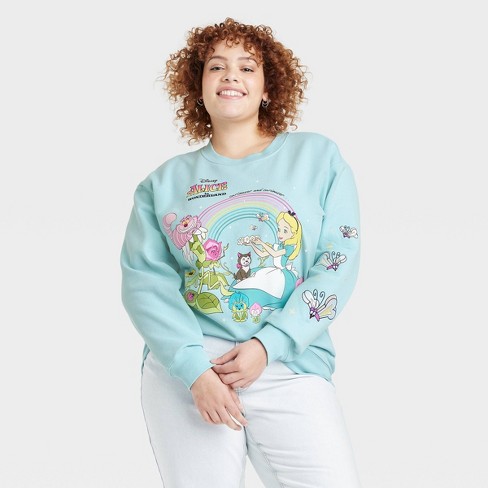 Women's Disney Alice In Wonderland Graphic Sweatshirt - Light Blue 1x :  Target