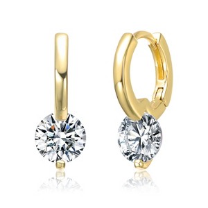 Guili Drop Hoop Earrings Featuring Clear Moissanite Stones That Add Radiant Shine and Sophistication to Any Outfit or Occasion - 1 of 3