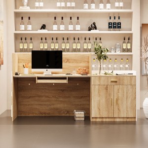 Famapy Office Desk Woodgrain Patchwork White Comes With Storage Cabinet - 1 of 4