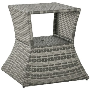 Aghana Digitals 22" UV-Resistant Rattan Outdoor Side Table with 1.75" Umbrella Hole, Steel Frame & - 1 of 4