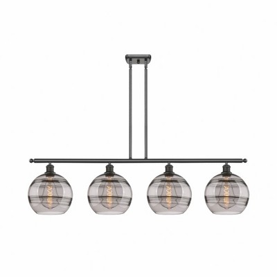 Rochester - 4 Light Stem Hung Island In Industrial Style-12.13 Inches Tall and 48.25 Inches Wide