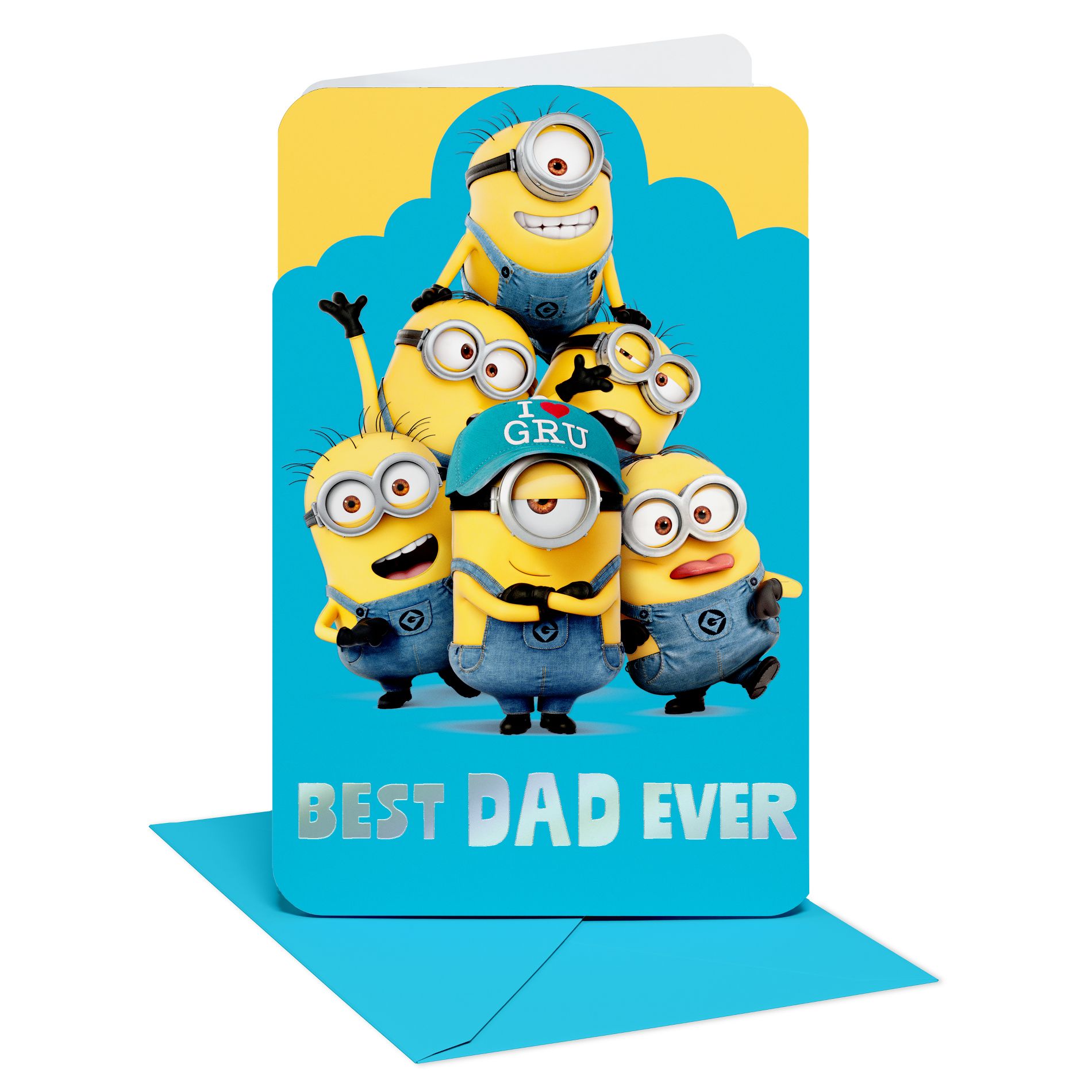Minions Father's Day Card for Dad, Spot at the Top, Includes Envelopes