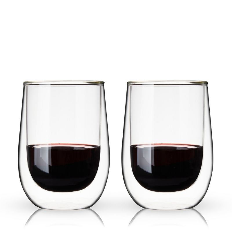 True Insulated Wine Glasses - Double Walled Stemless Wine Glass Set - Dishwasher Safe Borosilicate Glass 10oz Set of 2, 1 of 9
