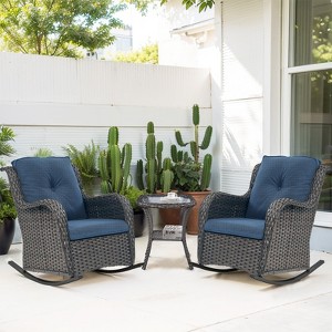 Gymojoy Outdoor Rocking Chair Rattan Rocker Chairs with Cushion - 1 of 4