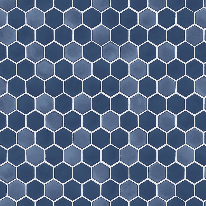 Tempaper &#38; Co. 28 sq ft Hexagon Tile Peel and Stick Wallpaper Sapphire, 1 of 6