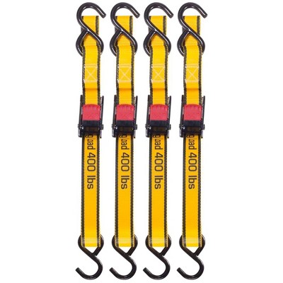 CAT 8 ft. x 1-1/2 in. 500 lbs. Swivel Hook Cam Buckles Set with Soft Straps  Yellow (4-Piece) 240034 - The Home Depot