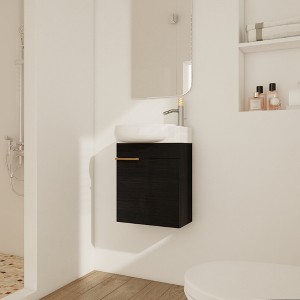 ALEXOUN 16'' Wall Mounted Bathroom Vanity with Single Oval Ceramic Sink,with 1 Soft Close Doors and White Ceramic Sink Top  For Small Bathroom - 1 of 4
