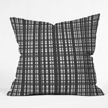 16"x16" Lisa Argyropoulos Holiday Plaid Modern Coordinate Square Throw Pillow Black/White - Deny Designs