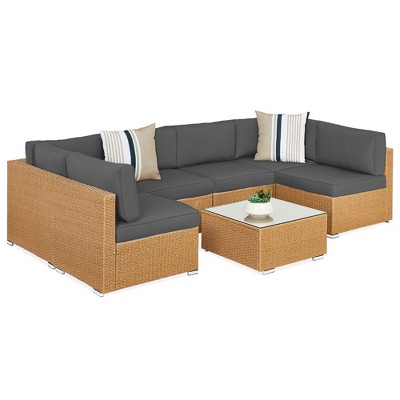 Best Choice Products 7-Piece Outdoor Modular Patio Conversation Furniture, Wicker Sectional Set
