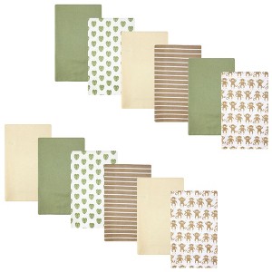 Hudson Baby Infant Boys Cotton Flannel Burp Cloths 12-Pack Bundle, Monkey, One Size - 1 of 4