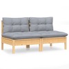 vidaXL 2-Seater Patio Sofa with Gray Cushions Solid Pinewood - 2 of 4