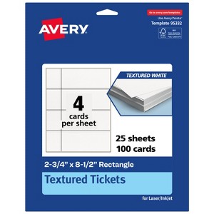 Avery Matte White Tickets, 2-3/4" x 8-1/2" Rectangle - 1 of 4