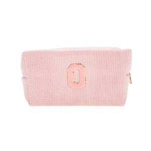 Unique Bargains Corduroy Rectangular Letter Makeup Bag Pink 1 Pc - 1 of 4