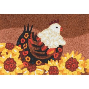 Jellybean Plucky Chicken Doormat with Sunflower Design – Durable, Indoor/Outdoor Welcome Mat, 20"X30" - 1 of 3