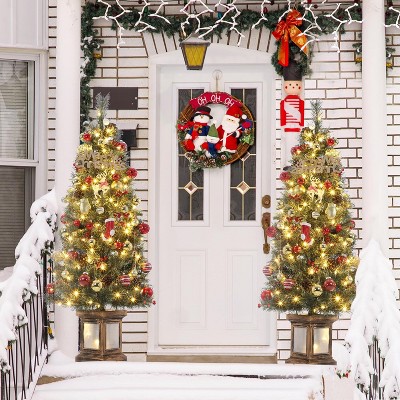 Artificial Christmas Tree, 4.5ft Premium Hinged Pine Tree, Pre-Lit Christmas Tree with Warm White LED Lights for Home, Shops, Party